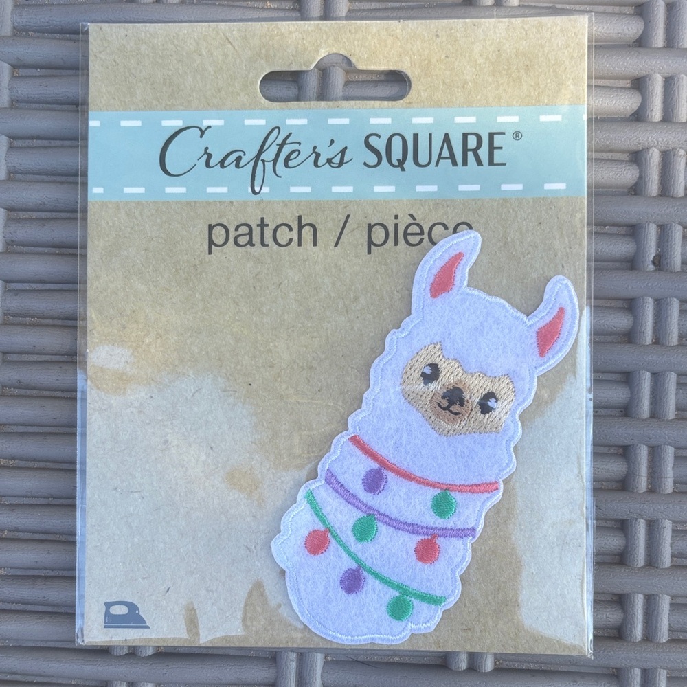 10/$7 Crafter's Square Llama Patch - White and Multicolor